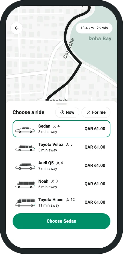 Choosing a vehicle on the map in the eSkyRide app